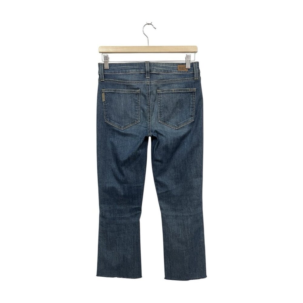 Paige Riley Crop Flare Size 27 Dark Blue Jeans - Picture 2 of 6